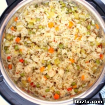 Chicken and rice in the Instant Pot.