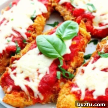 Chicken Parmesan on a plate.