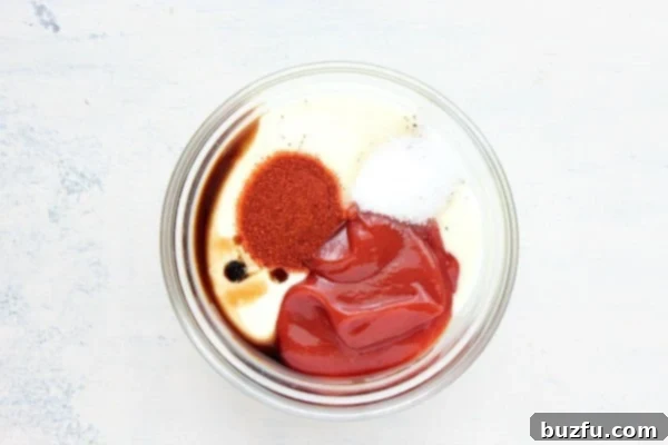 How to make Fry Sauce. Ingredients in a bowl.