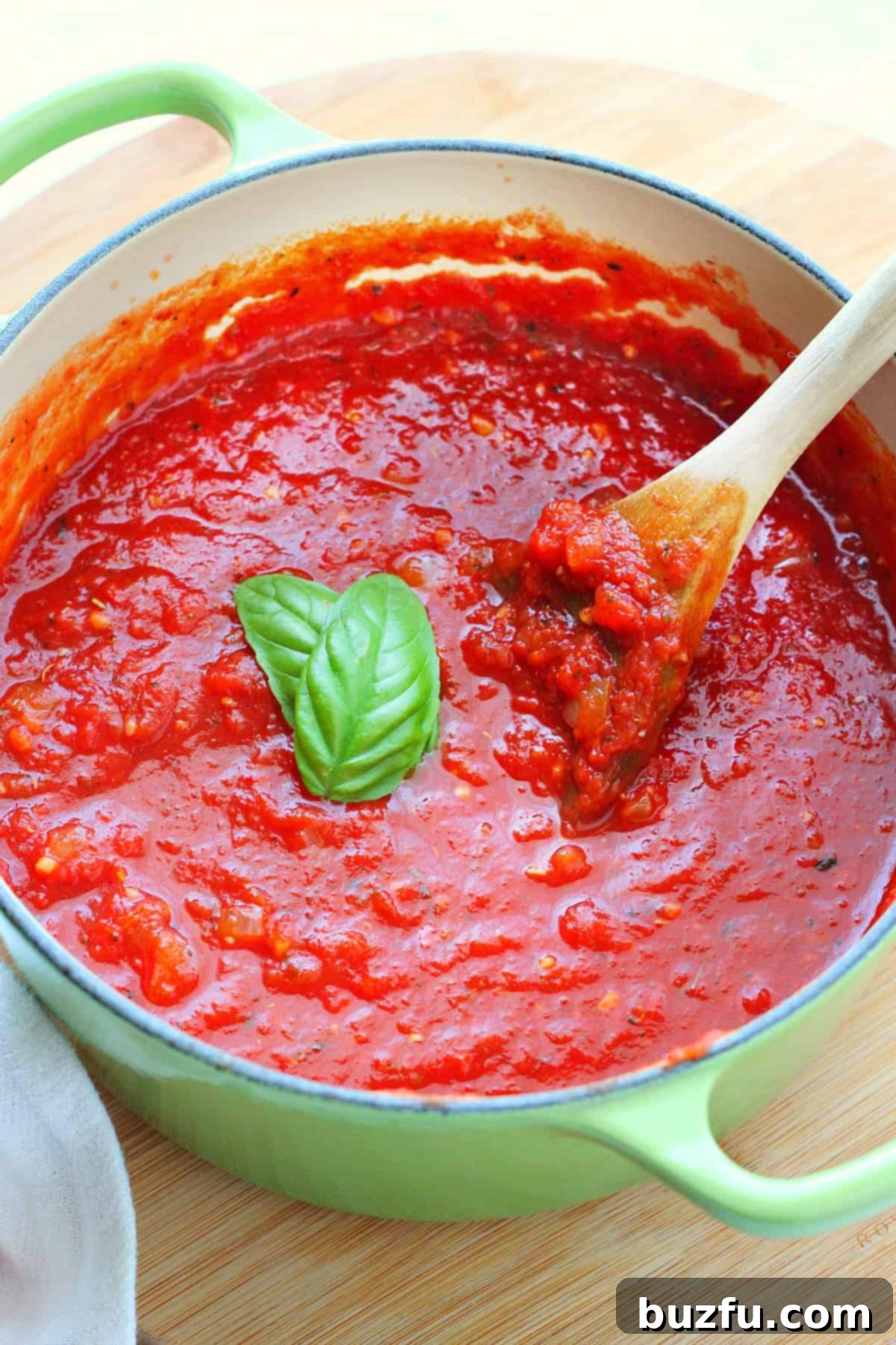 Marinara sauce in a pot.
