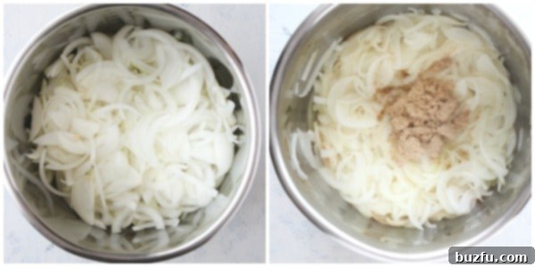 Sliced onions sautéing in the Instant Pot.