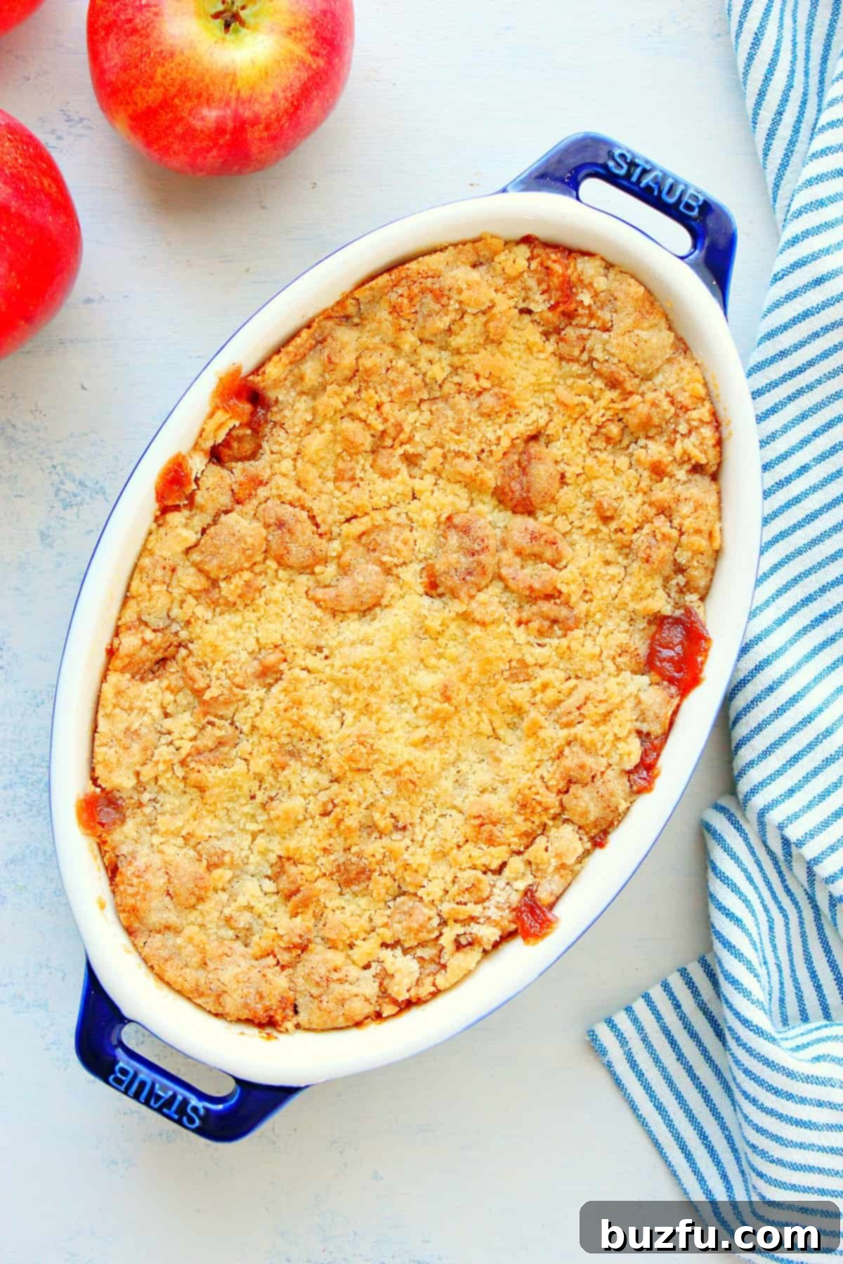 Apple Dump Cake without cake mix recipe Baked cake in a dish.