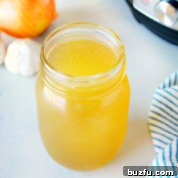 Effortless Instant Pot Turkey Stock 3 Turkey stock in a jar.