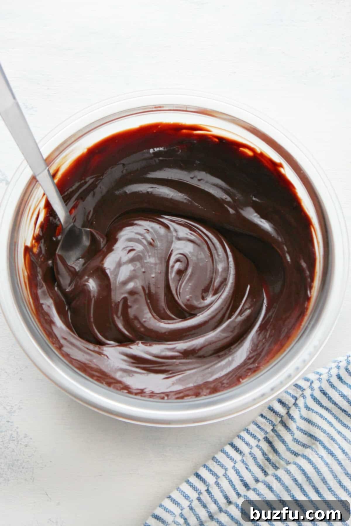 Easy Chocolate Ganache recipe Ganache in a bowl.