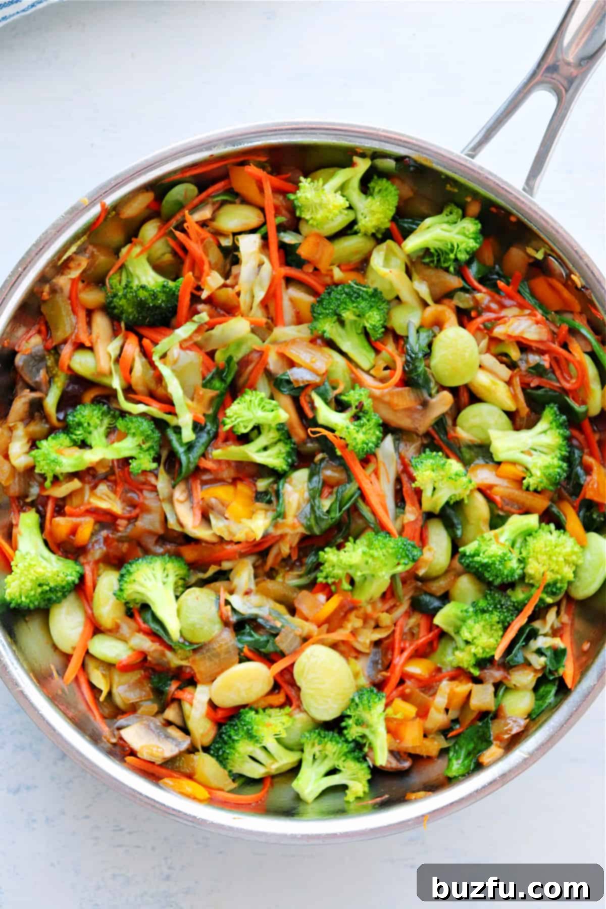 A colorful array of vegetables sizzling in a wok, perfectly illustrating a delicious Vegetable Stir Fry.
