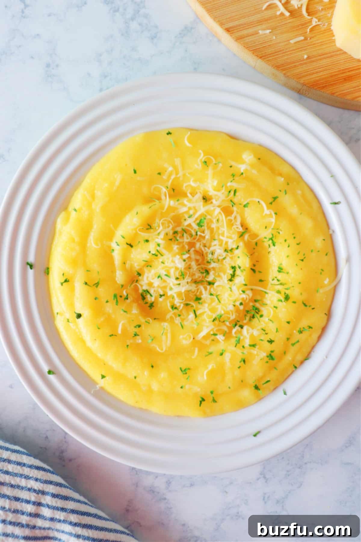 Creamy Polenta recipe Polenta on a plate.