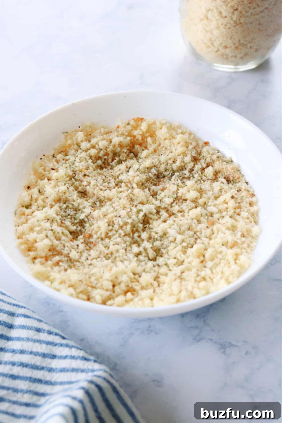 Italian bread crumbs in a bowl.
