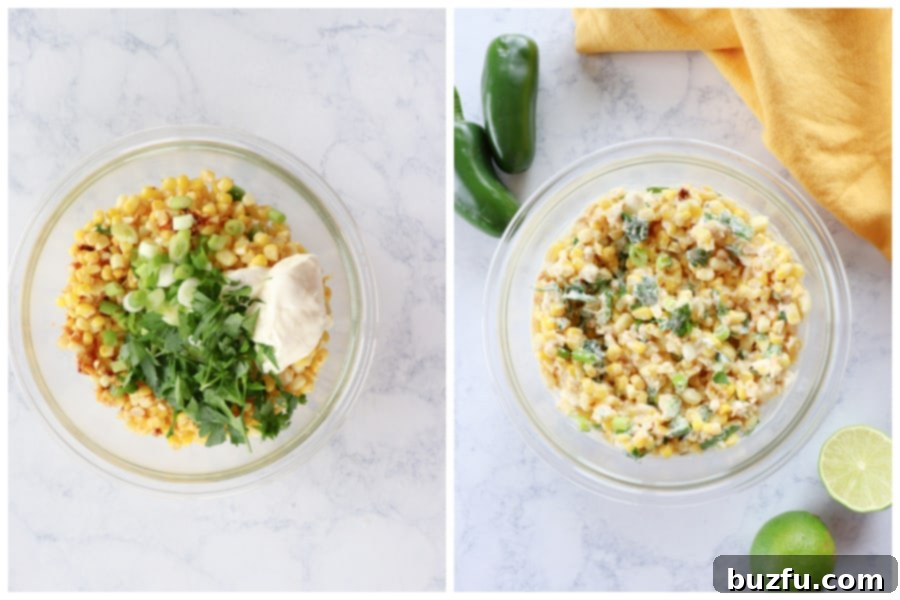 Bir kasede mısır ve diğer malzemeler.