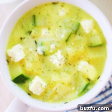 Zucchini soup in a bowl.