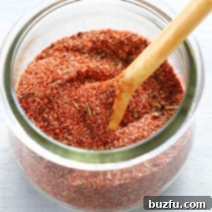 Homemade Blackened Spice Blend 3 Blackened seasoning in a jar, ready for cooking.