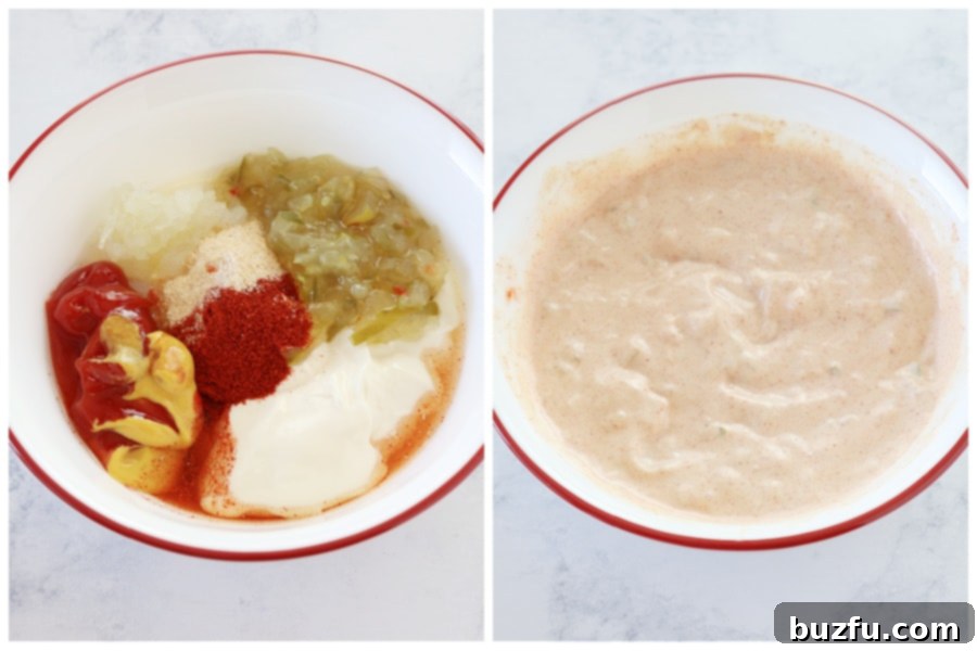 Mixing the Big Mac sauce ingredients All Big Mac sauce ingredients mixed together in a bowl.