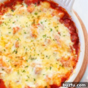 Baked gnocchi in a dish.