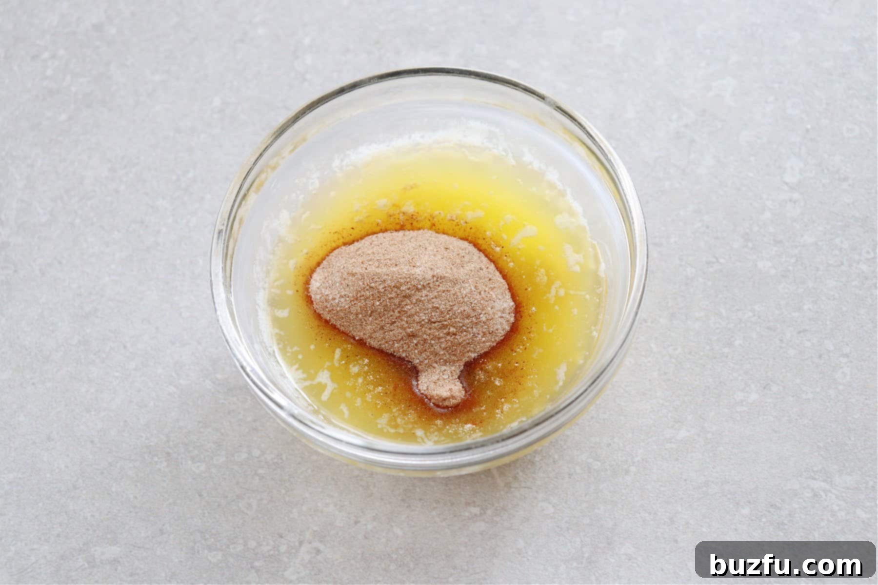 Butter and cinnamon sugar in a small bowl.