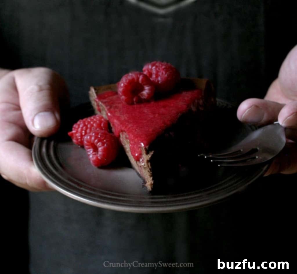 Chocolate Raspberry Cheesecake, a rich and satisfying dessert.
