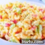 Macaroni Salad in a white bowl