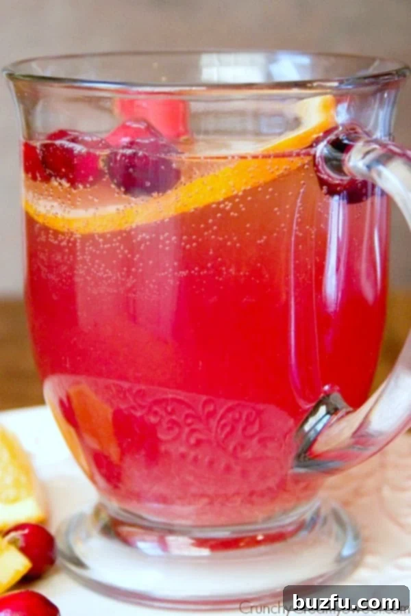 Orange Cranberry Spritzer in a glass.