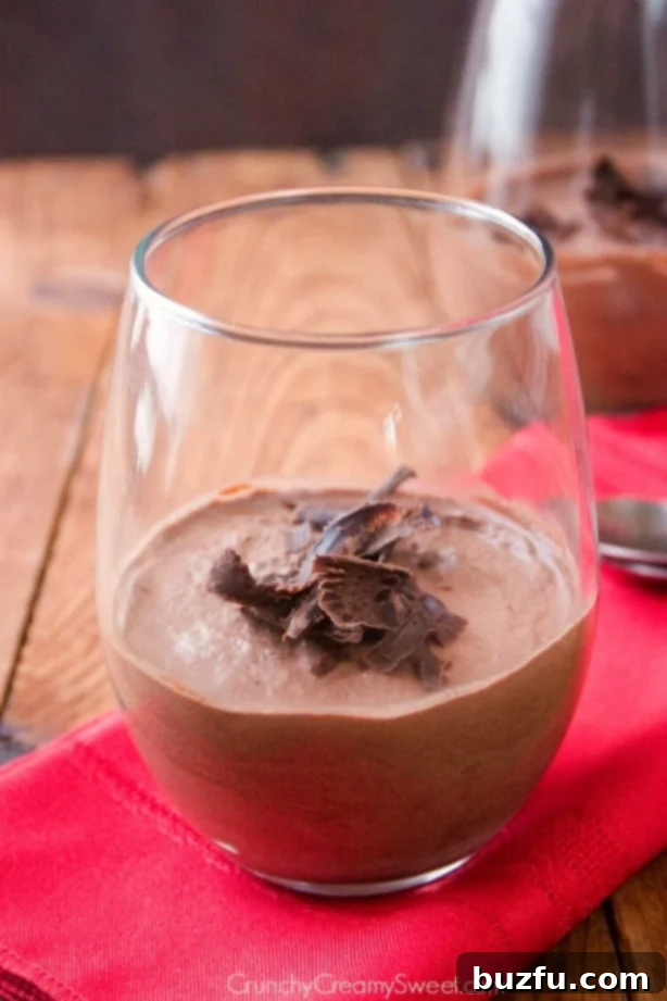 Rich and silky Chocolate Mousse for two in elegant glasses