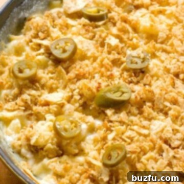 Pepper Jack Mac and Cheese in a skillet, ready to serve.