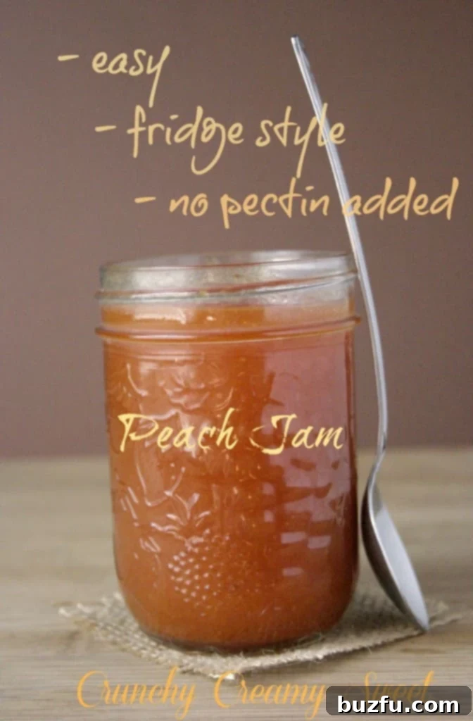 peach jam 3 Two jars of homemade peach jam, one open, showing the smooth texture.