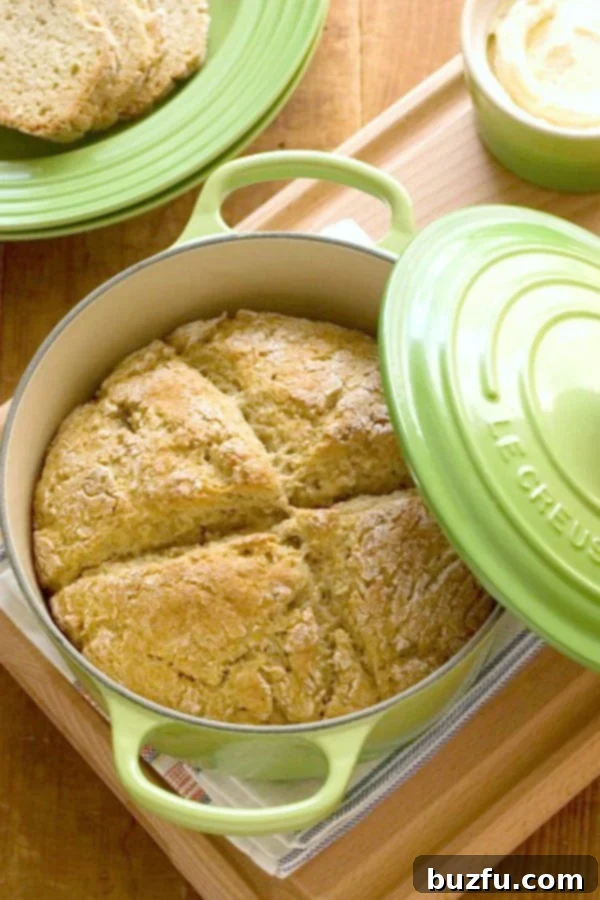 Garlic and Herb Irish Soda Bread with Lemon Honey Butter Irish Soda Bread in a dish.
