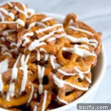 Cinnamon Roll Pretzels in a bowl.