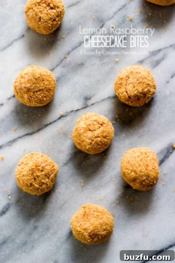 Lemon Raspberry No Bake Cheesecake Bites - creamy, fresh, and zesty summer dessert Irresistible Lemon Raspberry No Bake Cheesecake Bites, a perfect summer dessert recipe by crunchycreamysweet.com