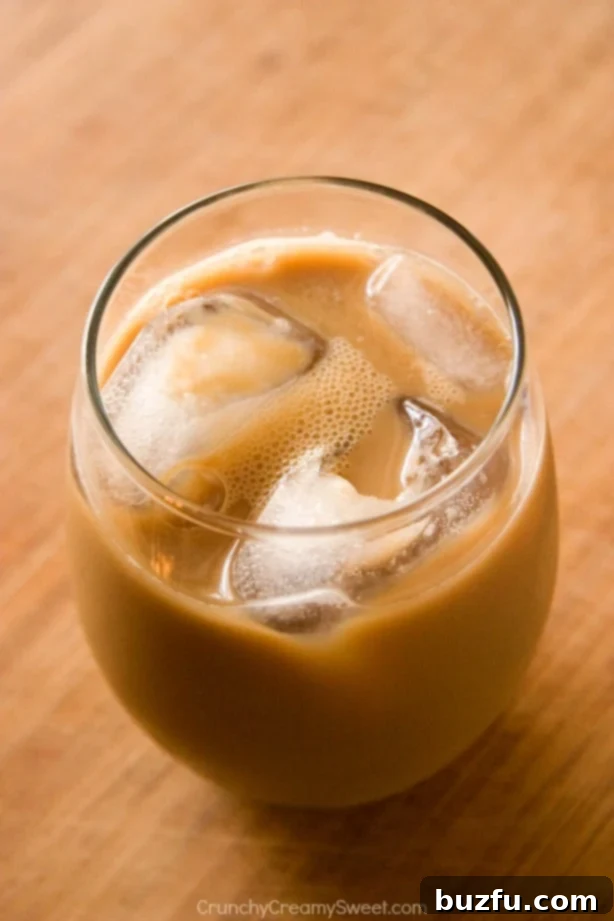 Creamy Caramel Iced Coffee Ice Cream Close-up of creamy Caramel Iced Coffee Ice Cream, showcasing its smooth texture and rich color.