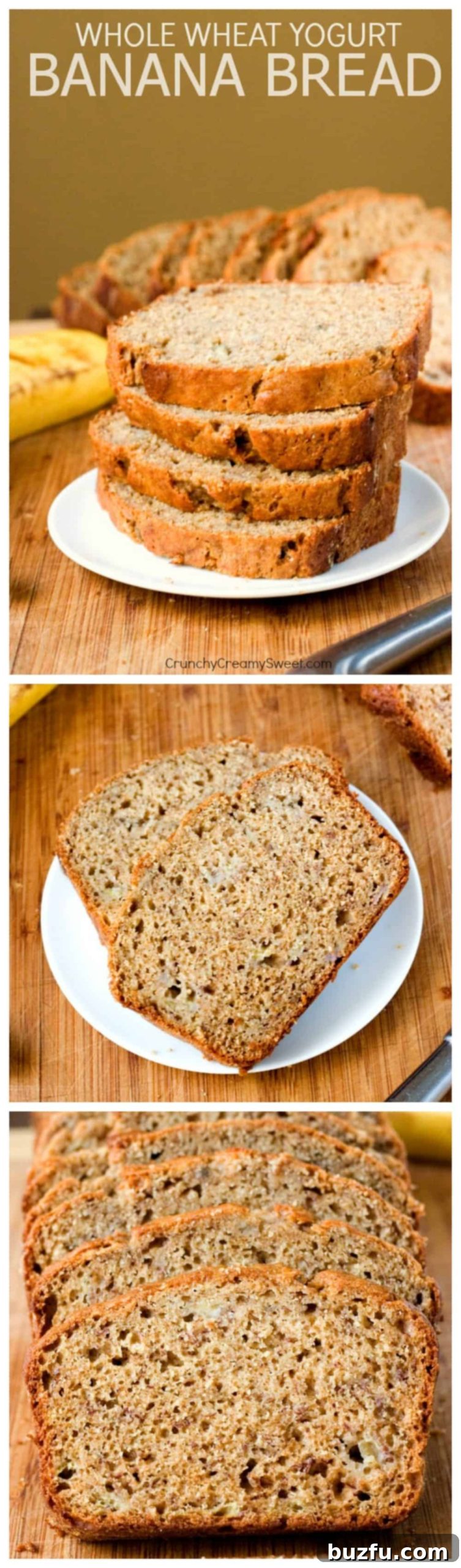 Easy Whole Wheat Cinnamon Banana Bread Golden-brown Whole Wheat Yogurt Banana Bread, freshly baked