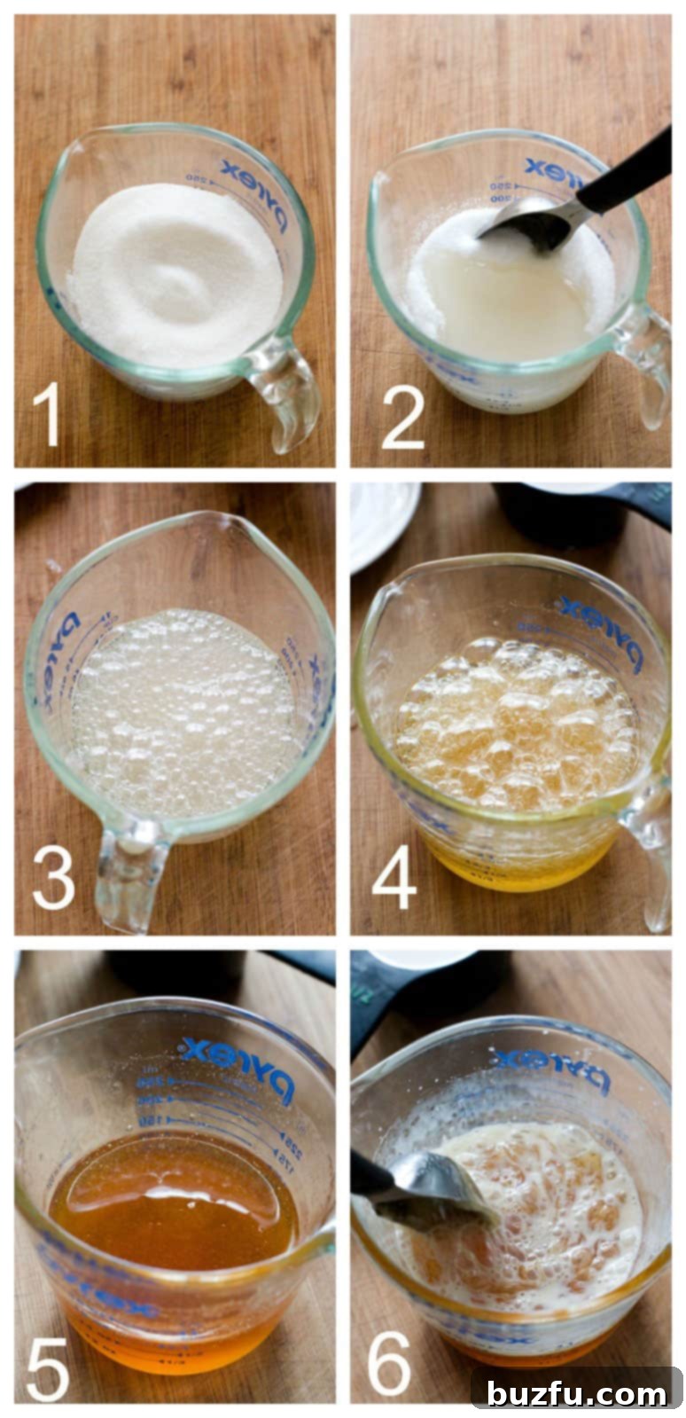 Gourmet Microwave Caramel 3 Step-by-step photos illustrating the Microwave Caramel Sauce making process.