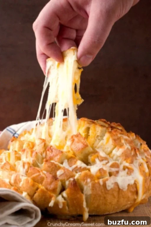 Loaded Cheddar Bacon Ranch Dip 6 Delicious Easy Cheesy Garlic Pull Apart Bread, perfect for sharing.