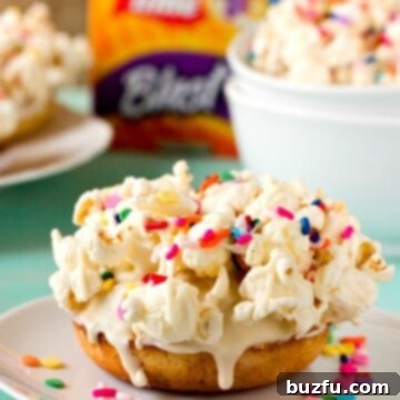 Sweet & Salty Confetti Pop Donuts 4 White Chocolate Funfetti Popcorn Donuts