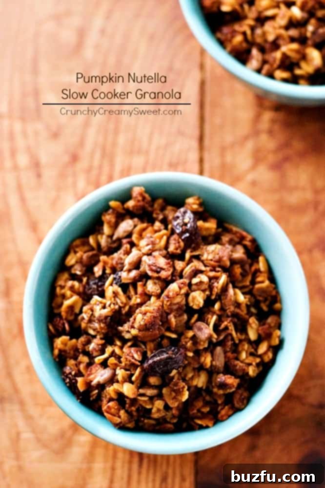 Delicious Pumpkin Nutella Slow Cooker Granola for breakfast or snack