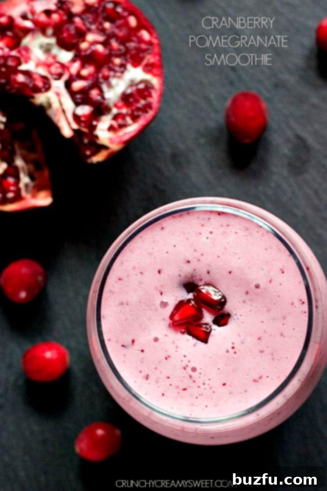 Cranberry Pomegranate Smoothie - super healthy power smoothie for immune support