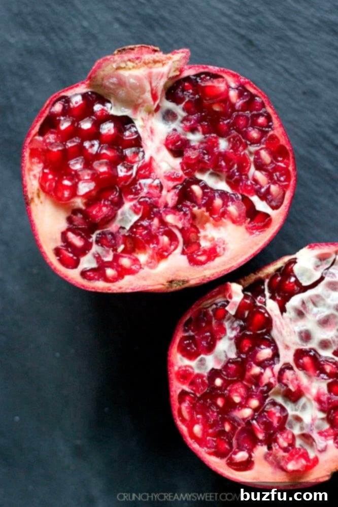 Fresh, juicy Pomegranate arils ready for blending