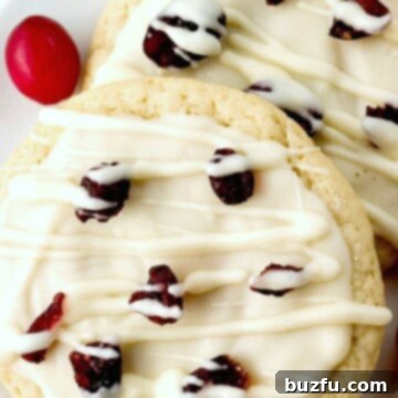 White Chocolate Cranberry Cookies on a plate, ready to be enjoyed.